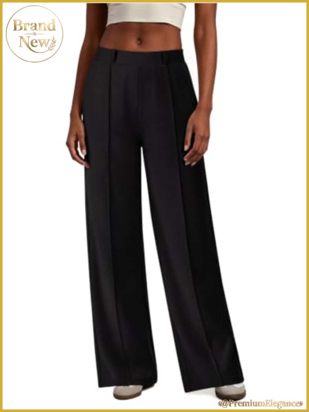 Womens Wide Leg Dress Pants Stretchy High Rise Pull On Business Casual Slacks